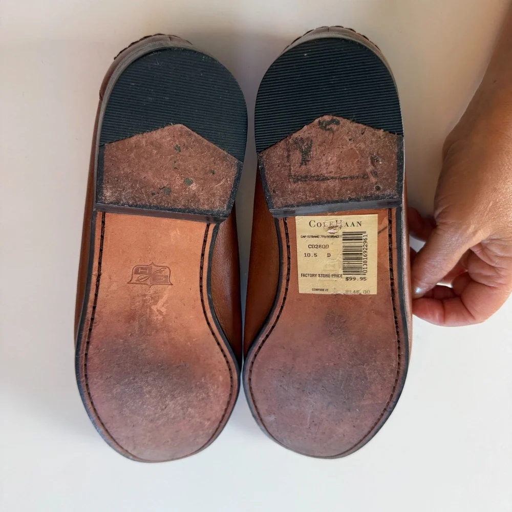 COLE HAAN Woven Leather Resort Tassel Loafer Shoes Mens Brown 10.5D Dress Casual